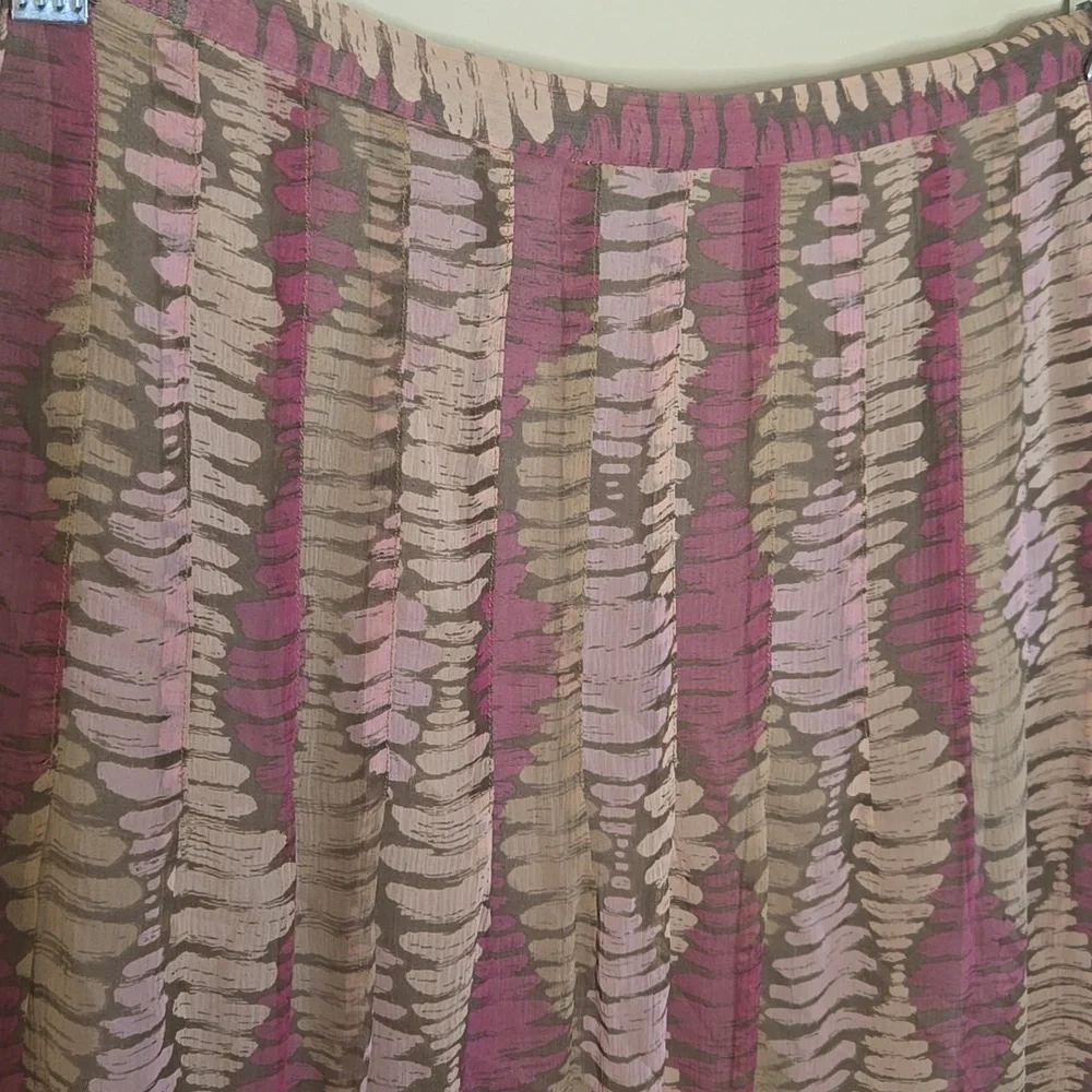 Alfani Silk Pleated A-Line Skirt Mauve Abstract‎ Print Classic Feminine Size 10